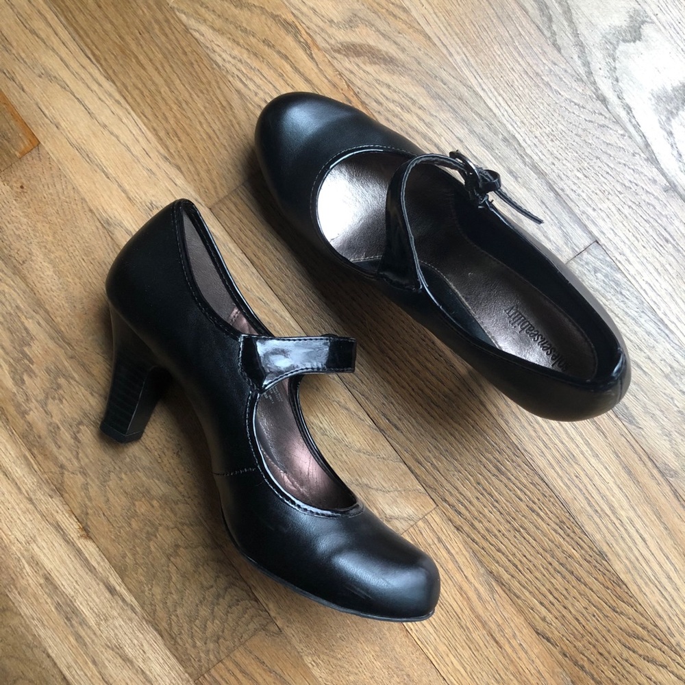 Solesenseability Black Heels with Strap and Buckle